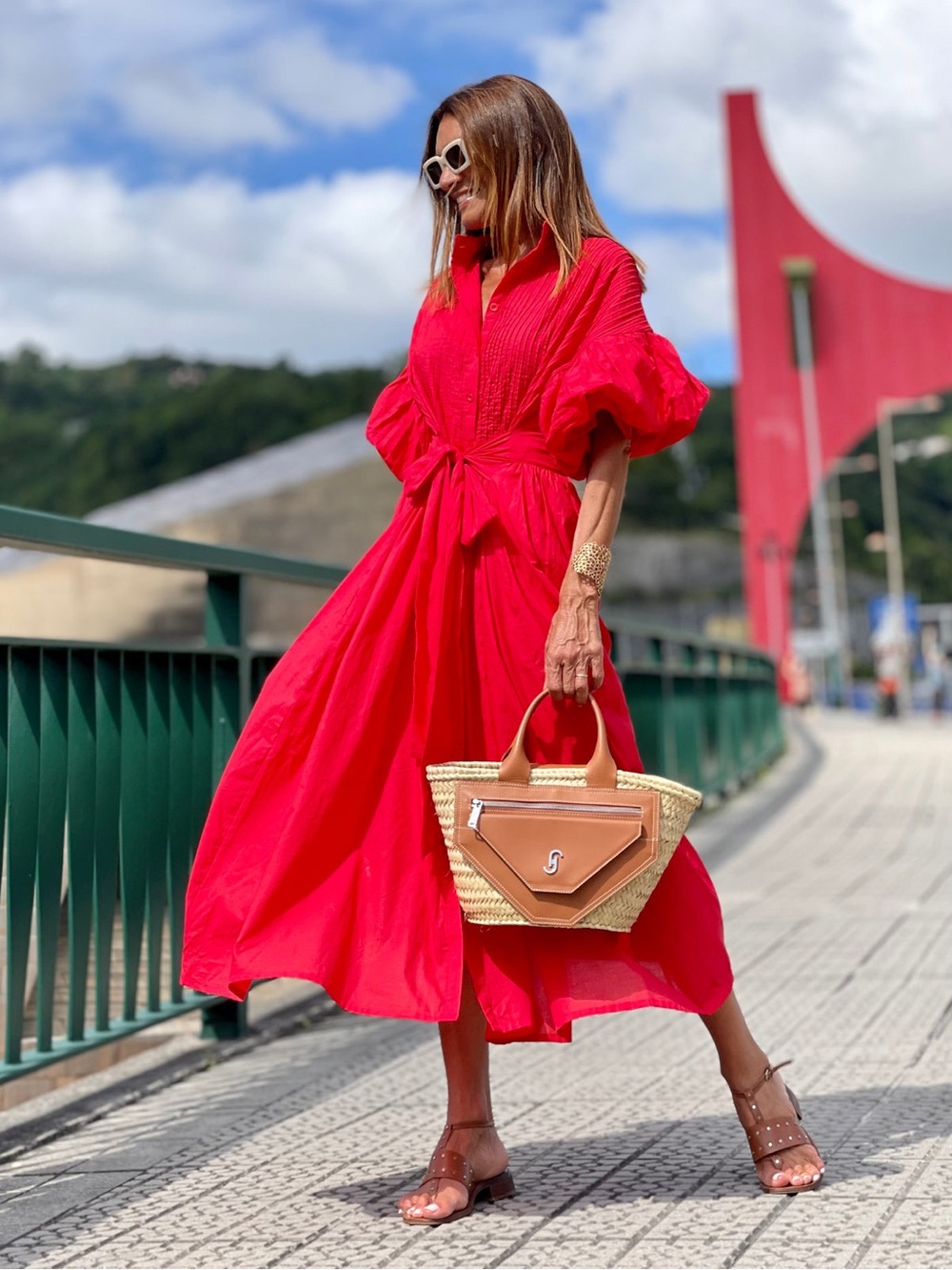 MARIELLE The Dress Phoebe Red 100% Egyptian Cotton Belted One Size VGUC
